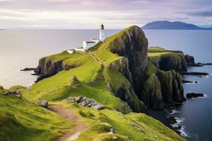 ai generato skye isola nido punto faro nel altopiano. ai generato foto