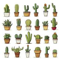 ai generato il cactus impostato su bianca sfondo. clipart illustrazioni. ai generato foto