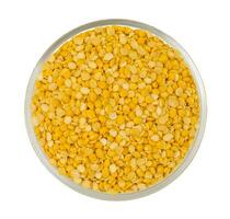 Diviso cece anche conoscere come giallo Diviso piselli, chana dal, giallo lenticchia, Diviso Piccione piselli, giallo chana piselli, secco cece Lenticchie, Diviso giallo grammo o toor dal foto