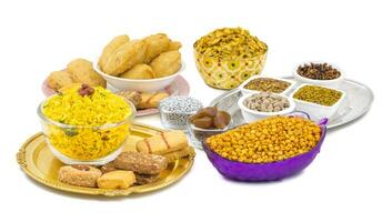 indiano gruppo di Diwali e holi celebrazione cibo foto