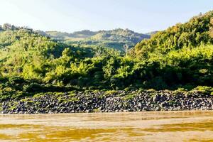 un' fiume con rocce e alberi su il riva foto