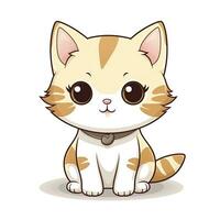 ai generato carino kawaii gatto clipart icona bianca sfondo. ai generato foto