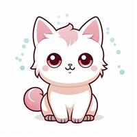 ai generato carino kawaii gatto clipart icona bianca sfondo. ai generato foto