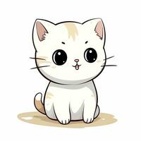 ai generato carino kawaii gatto clipart icona bianca sfondo. ai generato foto