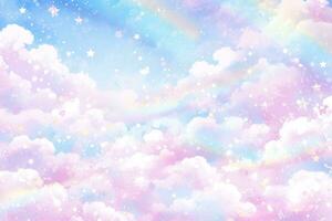 ai generato fantasia cielo arcobaleno. Fata cieli arcobaleni colori, Magia paesaggio e sognare cielo. creare ai foto
