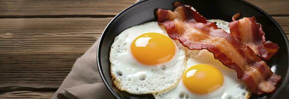 ai generato fritte uova e Bacon. ai generato foto