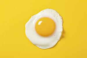 ai generato fritte uovo su un' giallo sfondo. ai generato foto