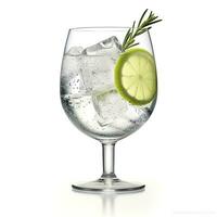 ai generato Gin Tonico bicchiere di acqua con ghiaccio isolato su bianca sfondo. ai generato foto