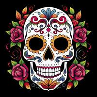 ai generato messicano Rose cranio. messicano Rose cranio. dia de los muertos shugar colorato testa. ai generato foto