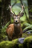 ai generato vicino su di rosso cervo cervo. ai generato foto