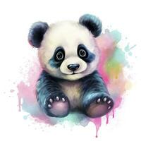 ai generato acquerello fantasia bambino panda clip arte isolato bianca sfondo. ai generato foto