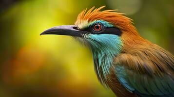 ai generato turchese sopracciglio motmot nel vivace colori. generativo ai foto