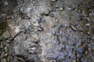 acqua scrosciante che scorre sulle rocce in un ruscello foto