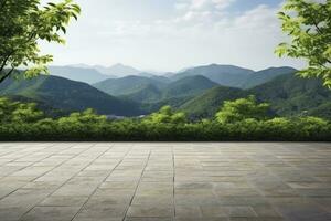 ai generato piazza pavimento e verde montagna natura paesaggio. ai generato. foto