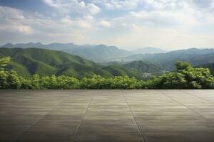 ai generato piazza pavimento e verde montagna natura paesaggio. ai generato. foto