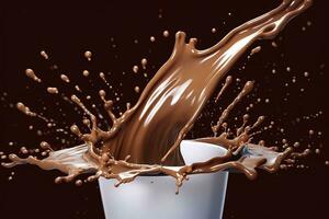 ai generato spruzzo di cioccolato o cacao. generativo ai foto