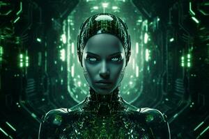 ai generato artificiale intelligenza nel verde sfondo tecnologia foto