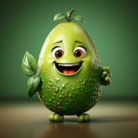 ai generato 3d realistico cartone animato carino avocado frutta foto