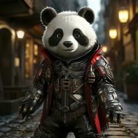 ai generato 3d super eroe panda foto