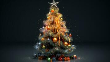 ai generato Natale albero con decorazioni 1, generativo ai. foto