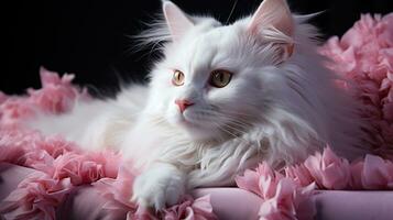 ai generato sorprendente angora gatto sfondo foto