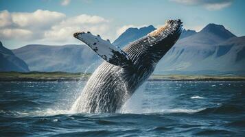 ai generato gobba balena nel il mare foto