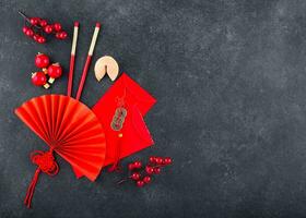 Cinese nuovo anno concetto con rosso decorazione. foto