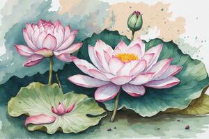 ai generato loto fiore floreale, arte design collezione foto