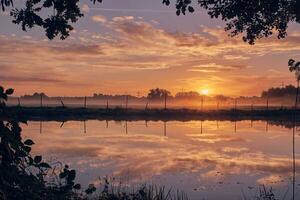 riflessione su lago nel Alba foto