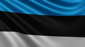 rendere di il Estonia bandiera svolazza nel il vento avvicinamento, il nazionale bandiera di foto