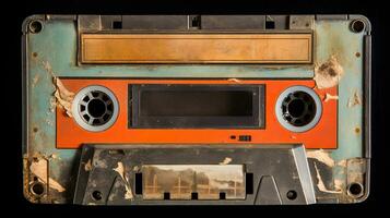 ai generato generativo ai, foto di vecchio Audio nastro cassetta, Vintage ▾ nostalgico oggetto per il design di il anni 80