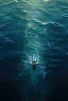 ai generato un' vela barca galleggiante nel il oceano foto