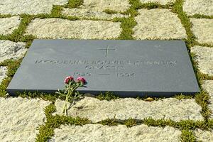 arlington cimitero, va, Stati Uniti d'America 2023. il pietra sepolcrale di jacqueline bouvier kennedy onassis a arlington nazionale cimitero nel Virginia foto