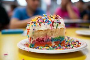 ai generato dolce arcobaleno pasticcini con frutti di bosco foto