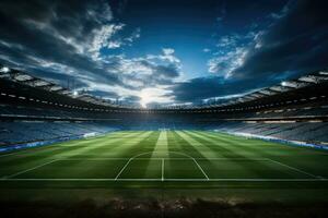 ai generato calcio stadio a notte foto