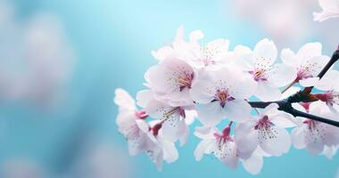 ai generato gratuito sfondo di ciliegia fiorire fiori fiori nel natura, foto
