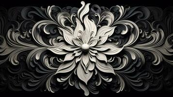 ai generato astratto floreale modello nel nero e bianca colori. Gotico estetico foto