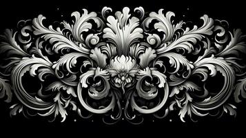 ai generato astratto floreale modello nel nero e bianca colori foto