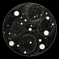 ai generato astratto cerchio con ondulato modello nel nero e bianca colori. surrealista stile foto