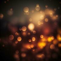 ai generato bokeh sfondo con d'oro luci. festivo fondale foto