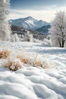 ai generato inverno neve paesaggio foto