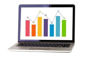 computer portatile con grafico isolato su sfondo bianco foto