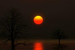 tramonto cielo su il lago nel Sud di Tailandia., sfocata Immagine. foto