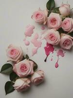 ai generato gratuito celebrare amore contento San Valentino giorno con sbalorditivo rosa fiori, generativo ai foto