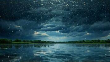 ai generato pioggia nuvole al di sopra di il fiume. piovoso tempo atmosferico. natura sfondo. foto