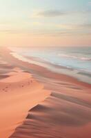 ai generato sabbia e oceano su il spiaggia foto