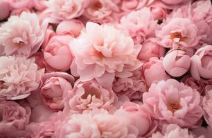 ai generato rosa peonia sfondo con bianca e rosa fiori, romantico influenze, foto