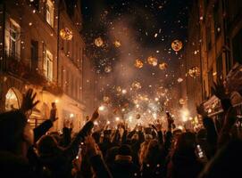 ai generato fuochi d'artificio e nuovo anni vigilia, foto