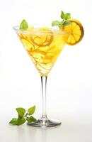 ai generato un esempio di un' confuso Limone bevanda nel Martini bicchiere, isolato foto