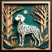 ai generato dalmata nel papercut stile foto